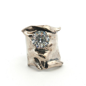 Sterling Silver CZ Abstracted Statement Ring Size 7.25