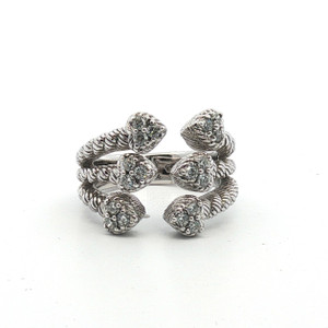 Judith Ripka Sterling Silver Six CZ Hearts Adjustable Ring