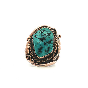 Sterling Silver Turquoise Vintage Inspired Southwest Feather Ring Size 9
