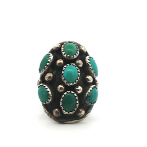 Sterling Silver Turquoise Southwest Cluster Ring Size 7