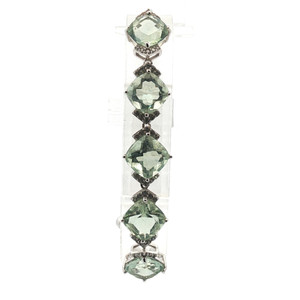 Sterling Silver Green Amethyst Prong Setting With CZ Accents Bracelet
