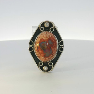 Sterling Silver Bolder Opal Southwestern Ring Size 6.5