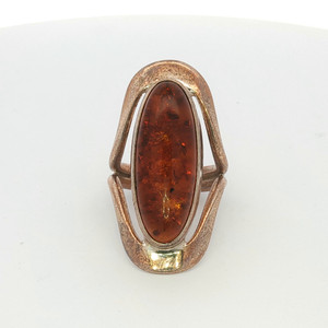 Sterling Silver Dominique Dinouart Amber Ring Size 6