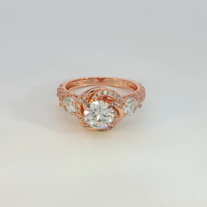 Sterling Silver CZ Halo Rose Gold Fashion Ring Size 8.5