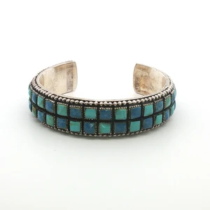Vintage Navajo Sterling Silver Turquoise Lapis Lazuli Cuff Bracelet