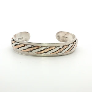 M. Kaye Sterling Silver Two Tone Braided Cuff Bracelet