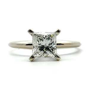 14K White Gold App 1.0ct Princess Cut Solitaire Diamond Engagement Ring Size 7