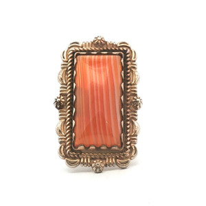 Sterling Silver Carolyn Pollack Stripped Carnelian Elongated Rectangle Ring 7.5