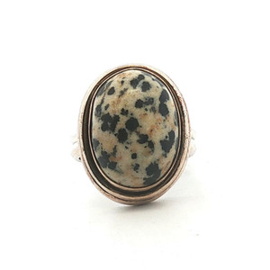 Sterling Silver Dalmatian Jasper Oval Ring Size 6