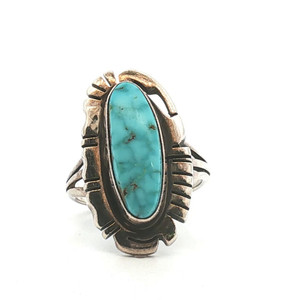 Sterling Silver Turquoise Vintage Navajo Style Ring Size 7