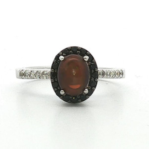 Sterling Silver Opal And Spinel With CZ Accents Fashion Ring Size 9