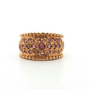 Sterling Silver Gold Platted Ruby Bezel Set Cluster Ring Size 8