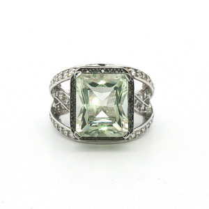 Sterling Silver Green Amethyst Ring Size 6.75