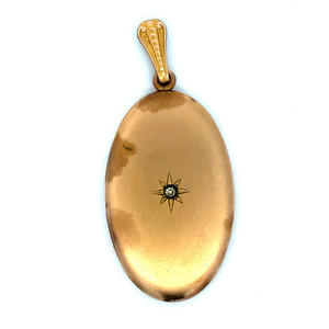 Gold Filled Oval with Clear Center Stone Star "SWN" Locket Pendant