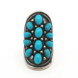 Vintage Sterling Silver Turquoise Cluster Ring Sz 6.75 Signed Paul Livingston