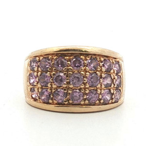 Sterling Silver Vermeil CZ 3 Row Cluster Ring Size 6