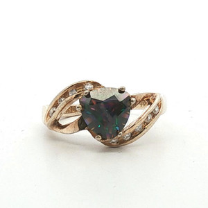 Sterling Silver Mystic Topaz Trillion Cut With CZ Accents Fashion Ring Size 7.25