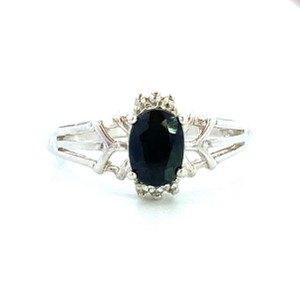 Sterling Silver Oval Cut Sapphire Ring Size 7