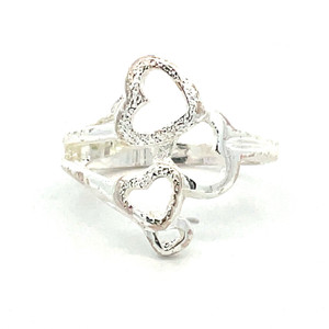 Sterling Silver Stacked Hearts Ring Size 6