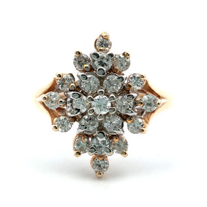 TruBrite Vintage 14K Yellow Gold App .50cttw Diamond Cluster Fashion Ring Size 11