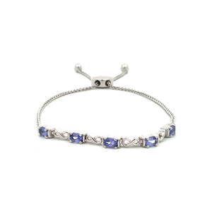 Sterling Silver Vintage Oval Tanzanite Bolo Bracelet