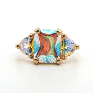 Sterling Silver Radiated Yellow Topaz Fashion Ring Size 8