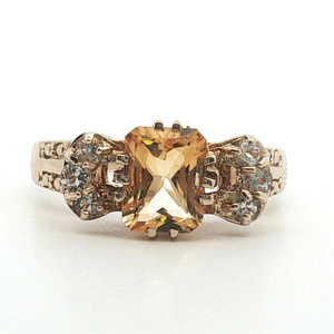 Sterling Silver Citrine With CZ Accents Bow Ring Size 11