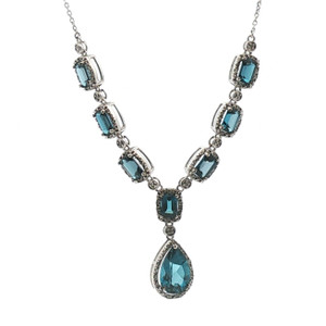 Sterling Silver London Blue Topaz And Diamond Necklace