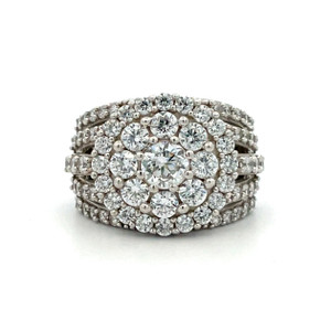 Sterling Silver Round Cut CZ Cluster Ring Size 6