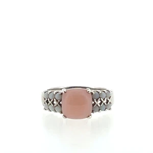 Sterling Silver Peruvian Opal Cushion Cut With Opal Accents Statement Ring Size 9