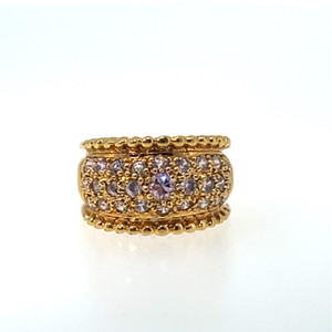 Sterling Silver Gold Tone Purple Gemstone Cluster Ring Size 6