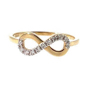 14K Gold 11B 1/10tw Diamond Infinity Ring Size 5