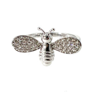 14K White Gold .35tw Diamond Winged Bumble Bee Ring Size 7
