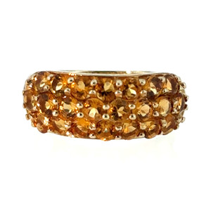 10K Gold .60tw Orange Citrine Bezels Dome Design Chunky Ring Size 7