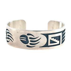 Vintage Hopi Stamped Sterling Silver Open Cuff Bracelet