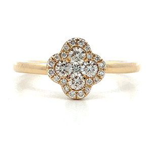 14K Yellow Gold 0.40cttw Diamond Clover Ring Size 6.5