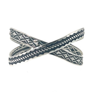 Carolyn Pollack Sterling Silver "X" Cross Design With Intricate Textured And Rope Patterns Cuff