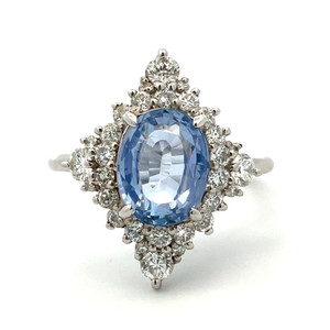 Platinum 900 GIA Cert 2.46ct Sri Lankan Natural Sapphire .70cttw Diamond Accented Fashion Ring Size 5.5