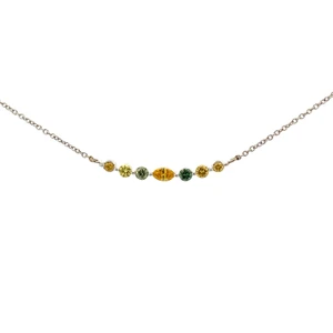 14K White Gold .33cttw Green and Yellow Diamond Accented Necklace 19"