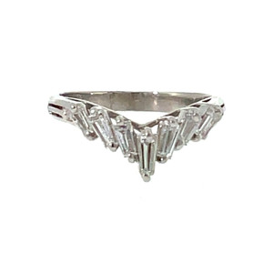 Platinum 900 .54ctw Diamond Baguette Chevron V-Shaped Ring Size 5.5