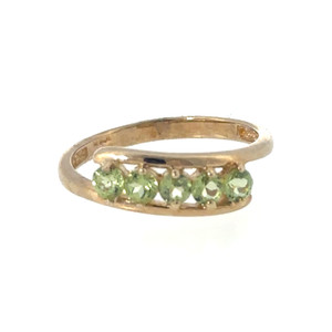 10K Gold .60tw 5-Peridot Bezels Wrap Ring Size 7.25