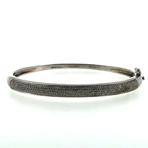Sterling Silver CZ Hinge Bangle Bracelet