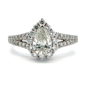 Platinum AP 1.0cttw Pear Cut Diamond Split Shank Engagment Ring Size 8.5