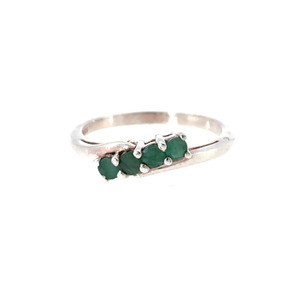 Sterling Silver Emerald Multi-Stone Stacker Ring Size 7