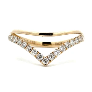 14K Yellow Gold AP 0.31cttw Diamond Chevron Ring Size 6.5