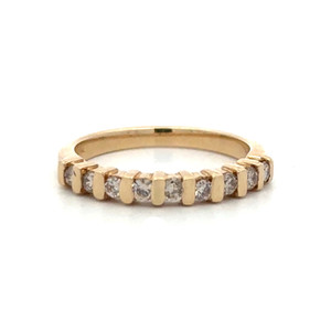 14K Gold Alternating Diamond and Textured Gold Block Partial Infinity Ring Size 5.75