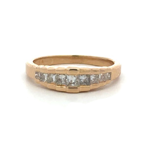 14K Gold Diamonds Princess-Cut Up and Down Stairs Ring Size 6.25