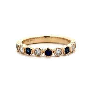 14K Gold Alternating .34tw Sapphires and .23tw Diamond Infinity Ring Size 6.75