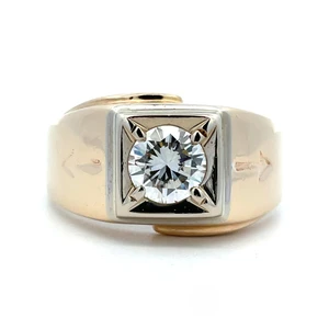 14K Yellow Gold Arrow Design App 1ct Round Diamond Mens Wedding Band Size 11