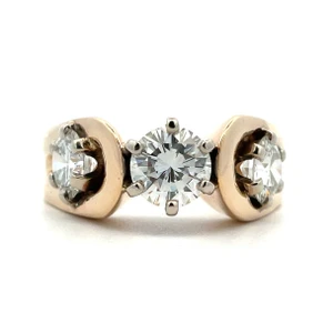 Princess 14K Yellow Gold App 2.25cttw Three Stone Diamond Artisan Heirloom Design Anniversary Engagement Ring Size 9